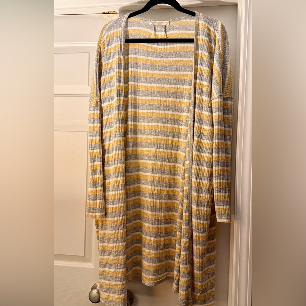 Rokoko Striped Open Front Cardigan Tunic | Small